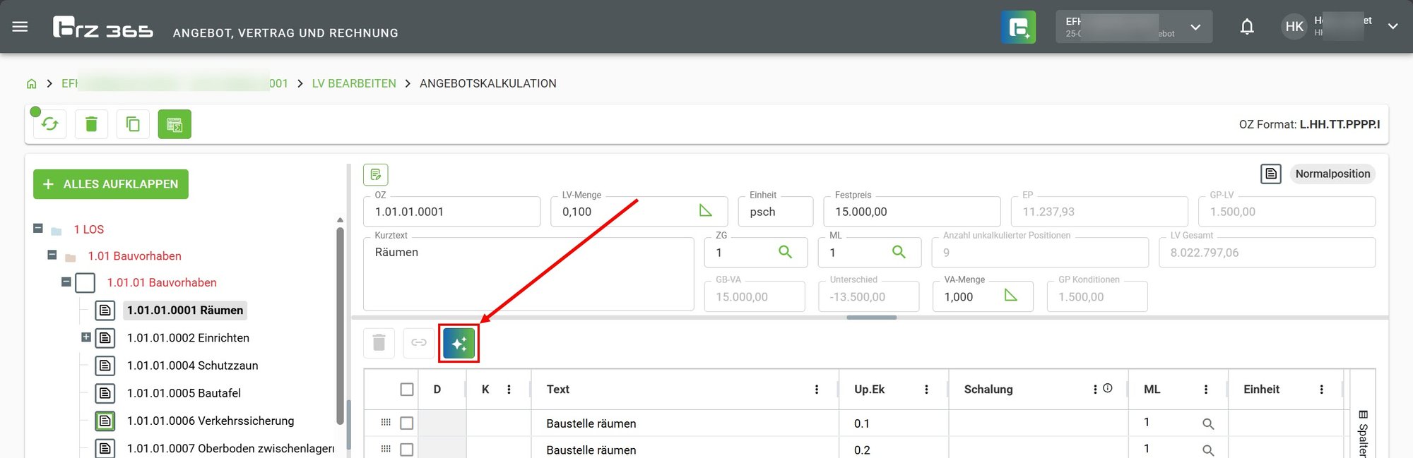 AVR_Arbeitskalkulation_KI-Kalkulation_Start-der-KI-Kalkulation