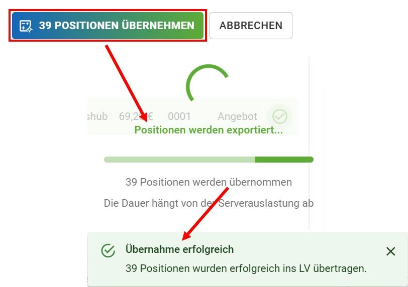 AVR_LV bearbeiten_KI-Kalkulation_Kalkulieren_Meldung AVR_LV bearbeiten_KI-Kalkulation_Kalkulieren_Meldung