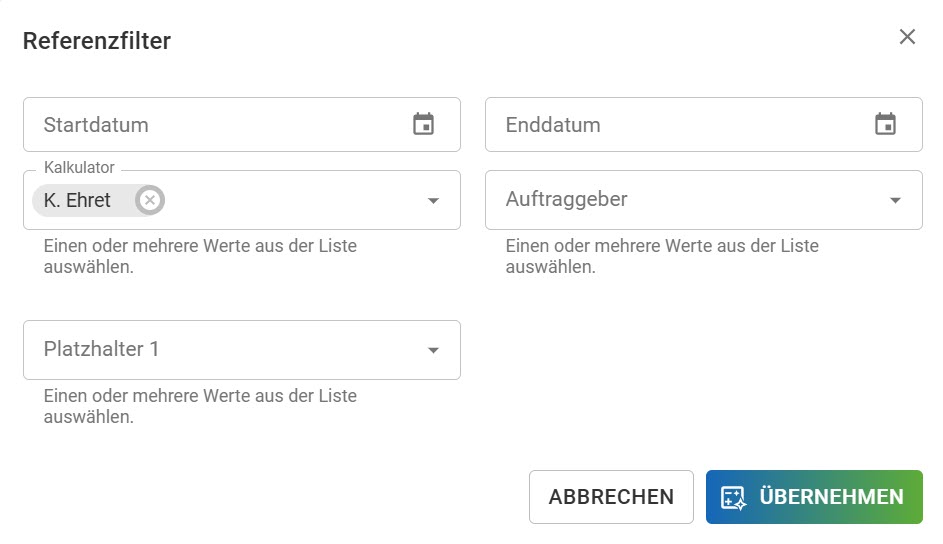 AVR_LV bearbeiten_KI-Kalkulation_Referenzfilter einstellen AVR_LV bearbeiten_KI-Kalkulation_Referenzfilter einstellen