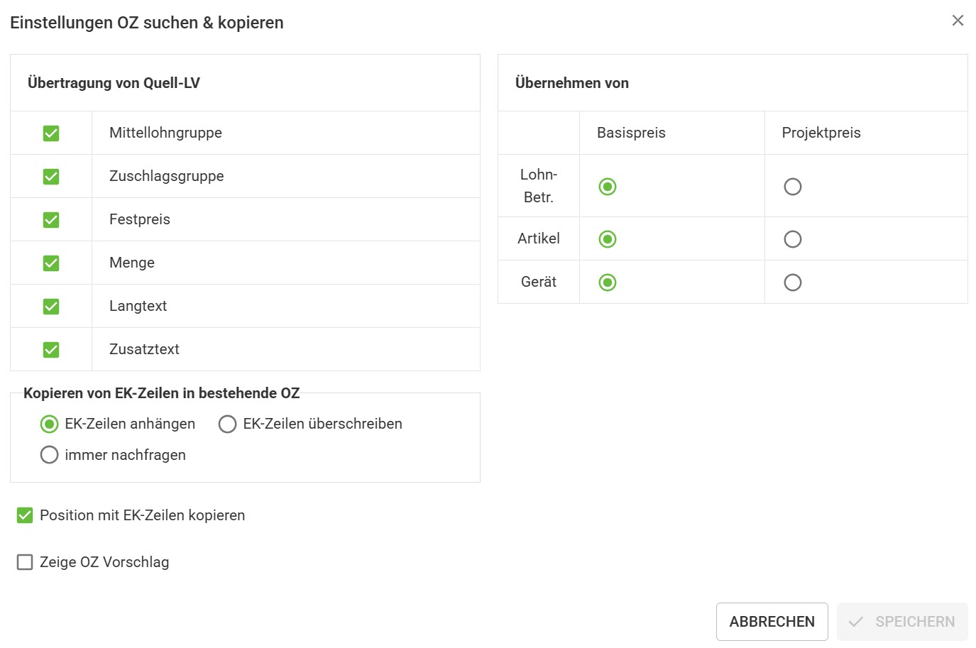 AVR_LV-erstellen_OZ-suchen-kopieren-Einstellungen AVR_LV-erstellen_OZ-suchen-kopieren-Einstellungen