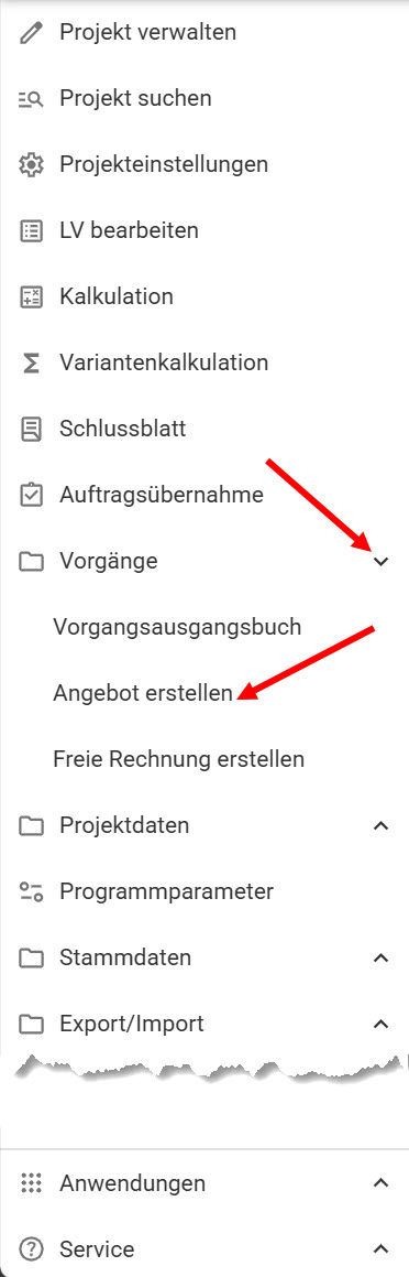 AVR_Vorgänge_Angebot erststellen-Start