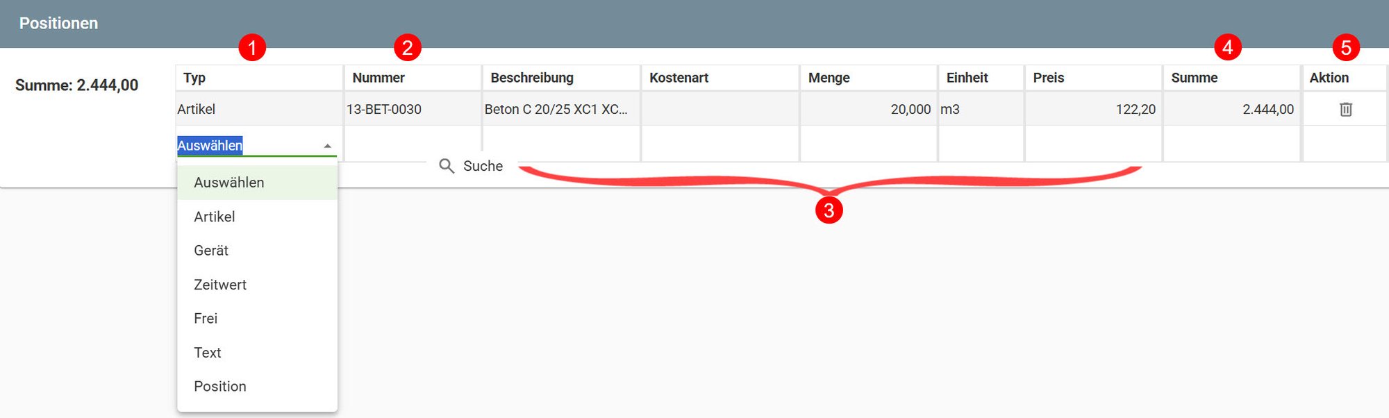 AVR_Vorgänge_Frei Rechnung erstellen_Positionen AVR_Vorgänge_Frei Rechnung erstellen_Positionen