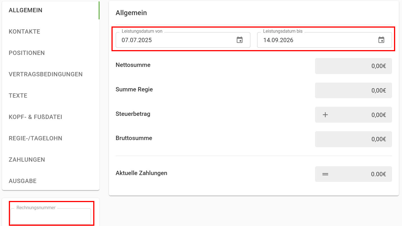AVR_Vorgänge_Rechnung erstellen-Einzelrechnung_Registerkarte-Allgemein