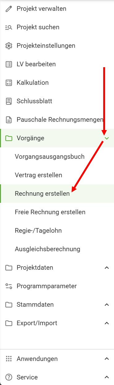 AVR_Vorgänge_Rechnung erstellen_Start AVR_Vorgänge_Rechnung erstellen_Start