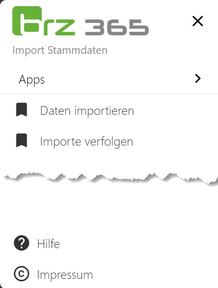 Import Stammdaten_Benutzeroberfläche-Menüauswahl Import Stammdaten_Benutzeroberfläche-Menüauswahl