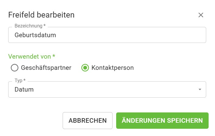 Freie Felder-ändern