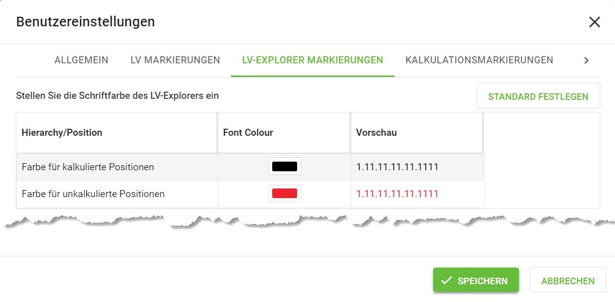 Benutzereinstellungen_LV-Explorer Markierungen