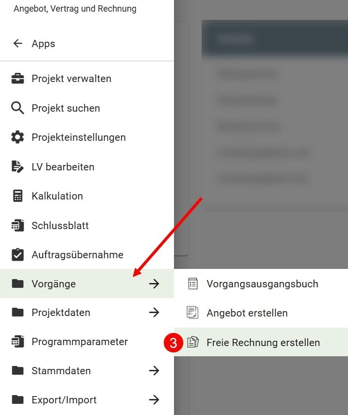 AVR_Vorgänge_Freie Rechung erstellen aus Angebot-Start