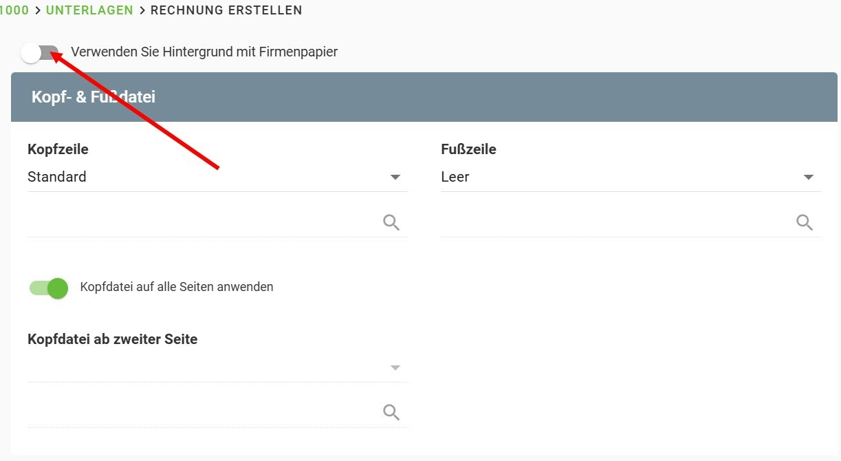 AVR_Vorgänge_Rechnung erstellen-Register Kopf-Fuss-Datei-Firmenpapier