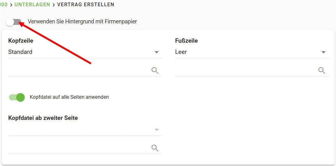 AVR_Vorgänge_Vertrag erstellen-Register Kopf-Fuss-Datei-Firmenpapier