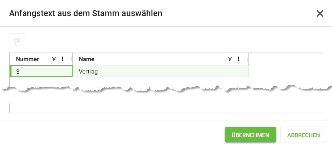 AVR_Vorgänge_Vertrag erstellen-Register Texte aus Stamm