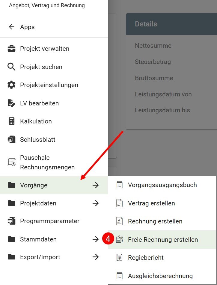 AVR_Vorgänge_Freie Rechnung erstellen-aus Vertrag-Start AVR_Vorgänge_Freie Rechnung erstellen-aus Vertrag-Start