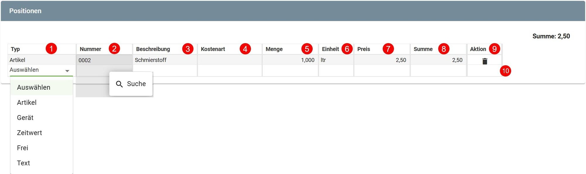 AVR_Vorgänge_Frei Rechnung erstellen_Positionen AVR_Vorgänge_Frei Rechnung erstellen_Positionen
