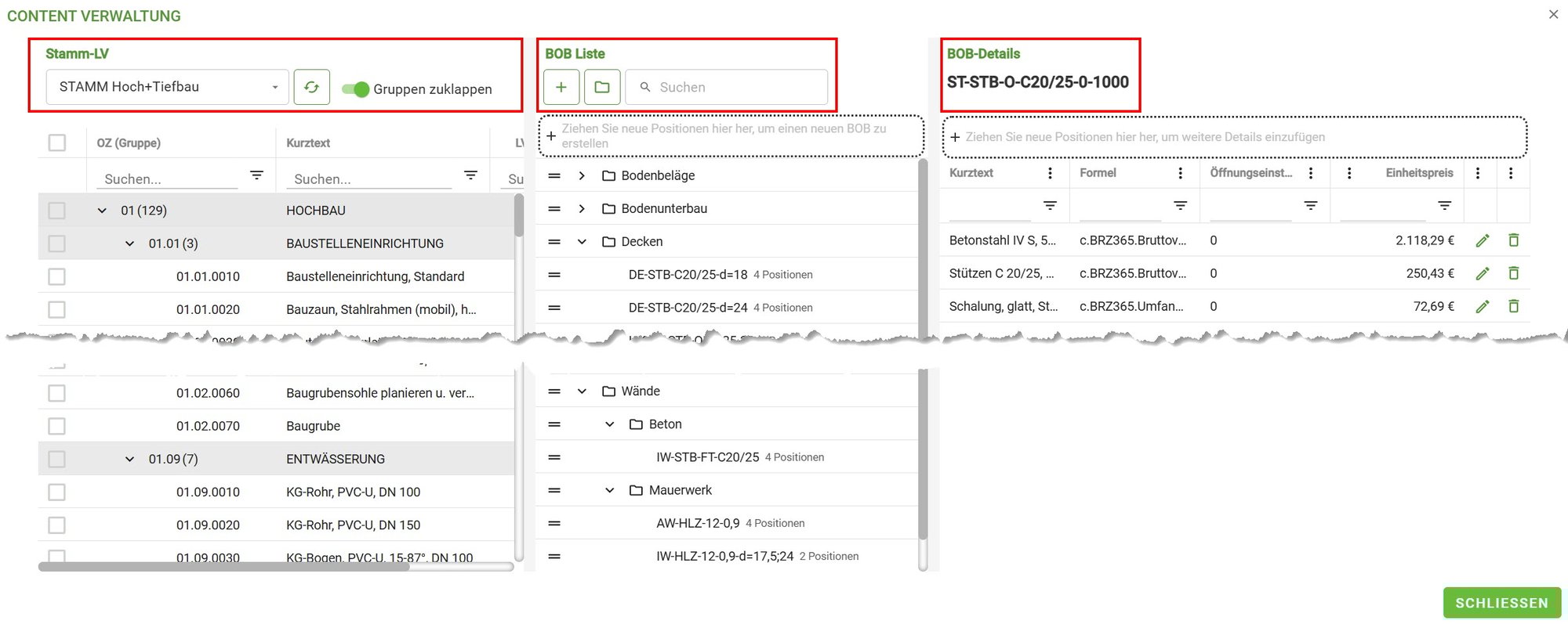 BIM_Pro_LV mittels BOBs generieren_Content Verwaltung_2