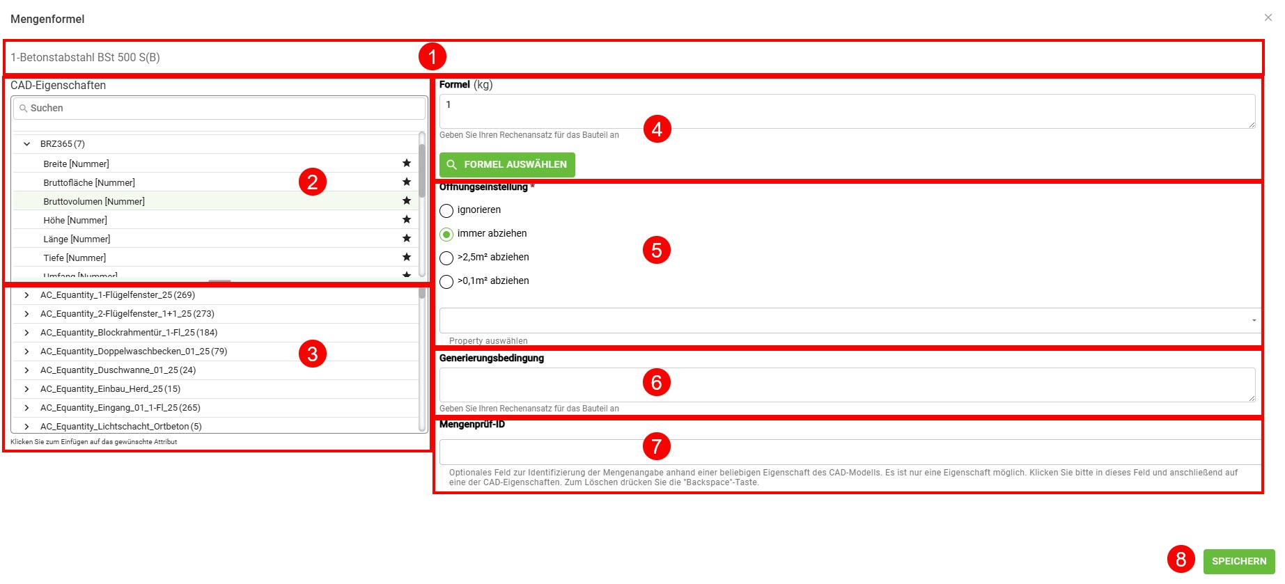 BIM_Pro_LV mittels BOBs generieren_Content Verwaltung_BOB-Details_Mengenformel