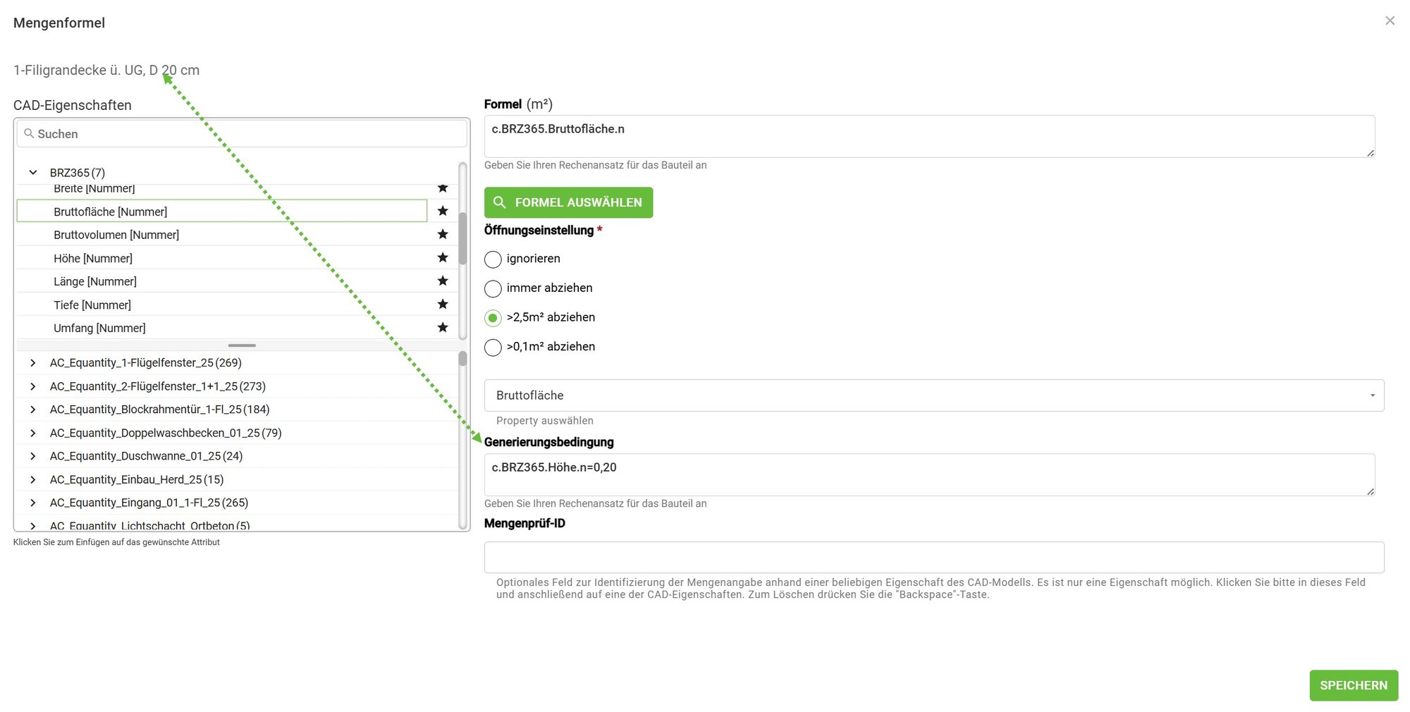 BIM_Pro_LV mittels BOBs generieren_Content Verwaltung_Mengenformel_Generierungsbedingung_2