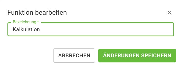 Funktionen-Datensatz ändern Funktionen-Datensatz ändern